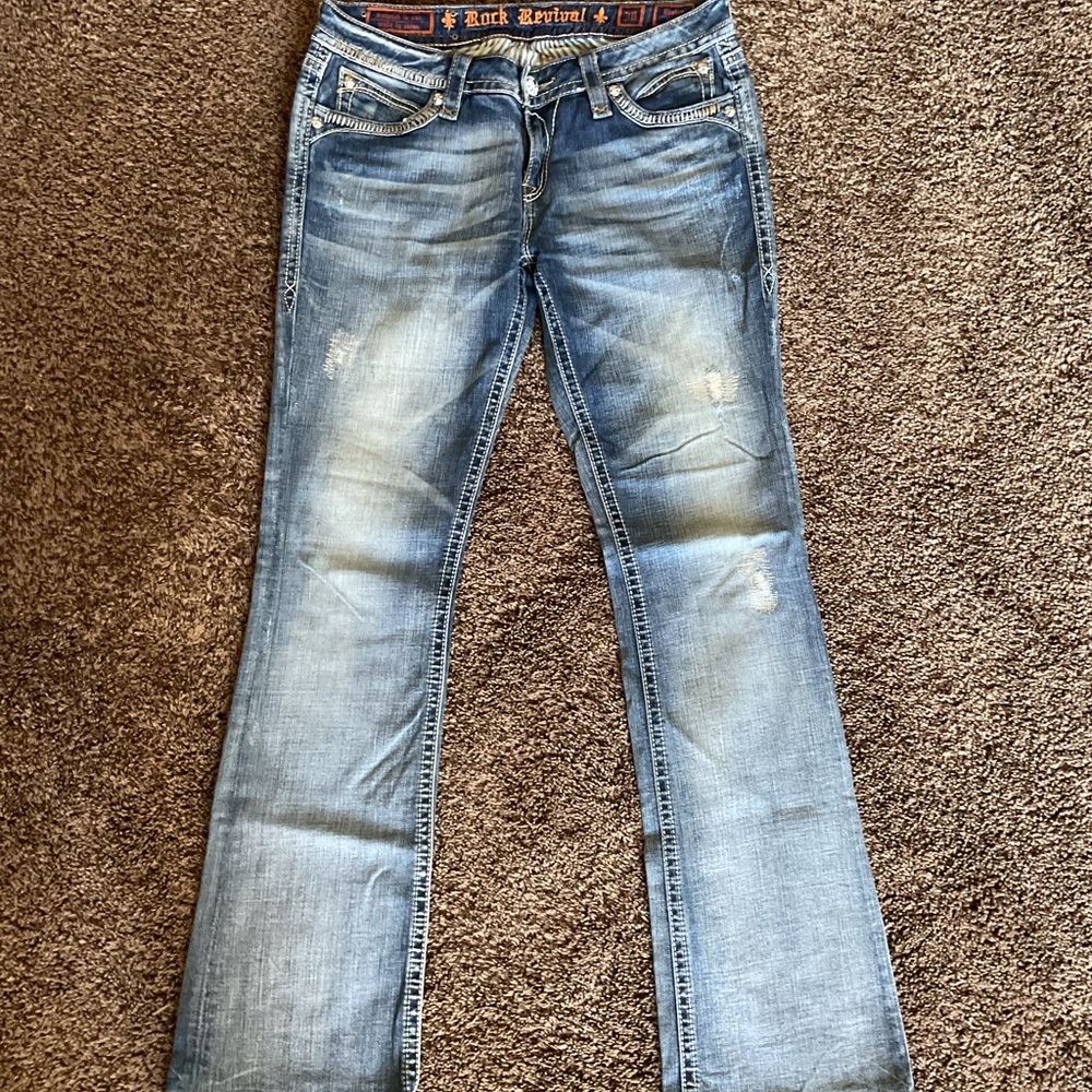 Preowned women’s Rock Revival Elaina Bootcut denim jeans sz 30 medium blue - Picture 2 of 10